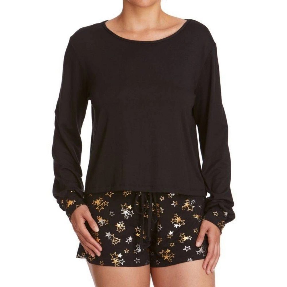 Hanky Panky 3 Piece Black with Gold & Silver Stars Loungewear Set